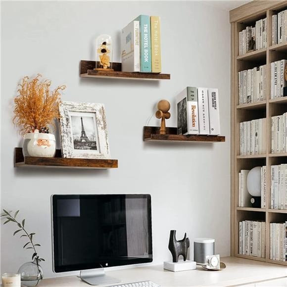 Set of 5 Home Floating Shelves for Wall Décor Storage, Shelves Wall Mounted - Picture 5 of 7